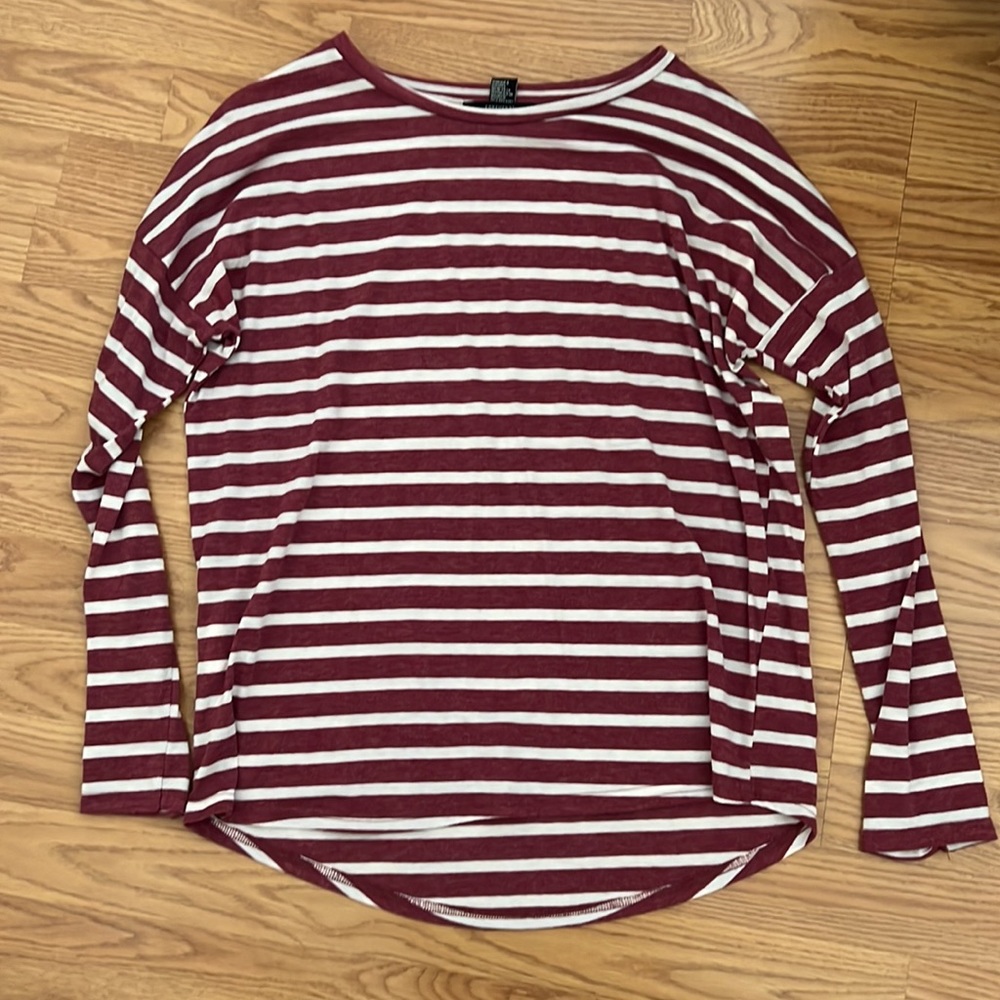 Red and white striped top